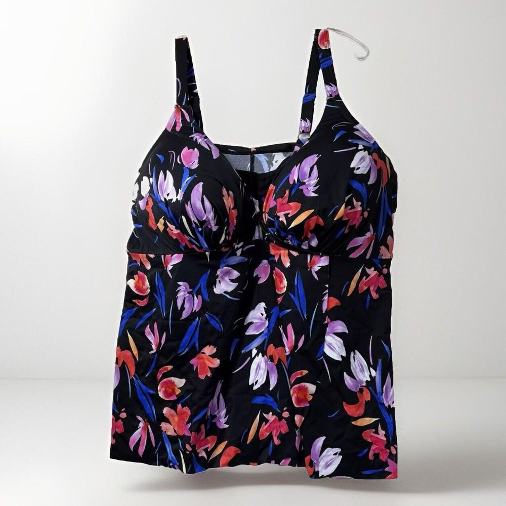 Swimsuits for all Lightly Lined Tankini Top 46G plus size underwire bra tropical